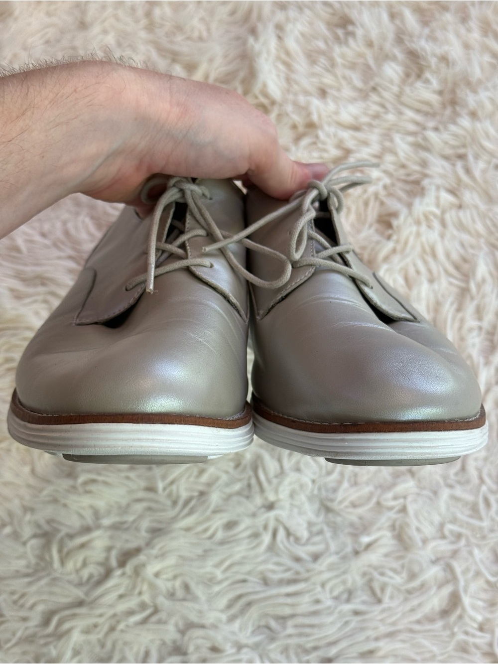 Cole Haan OriginalGrand Silver Oxford Shoes Womens Size 11B Leather Lace Up - Picture 3 of 6